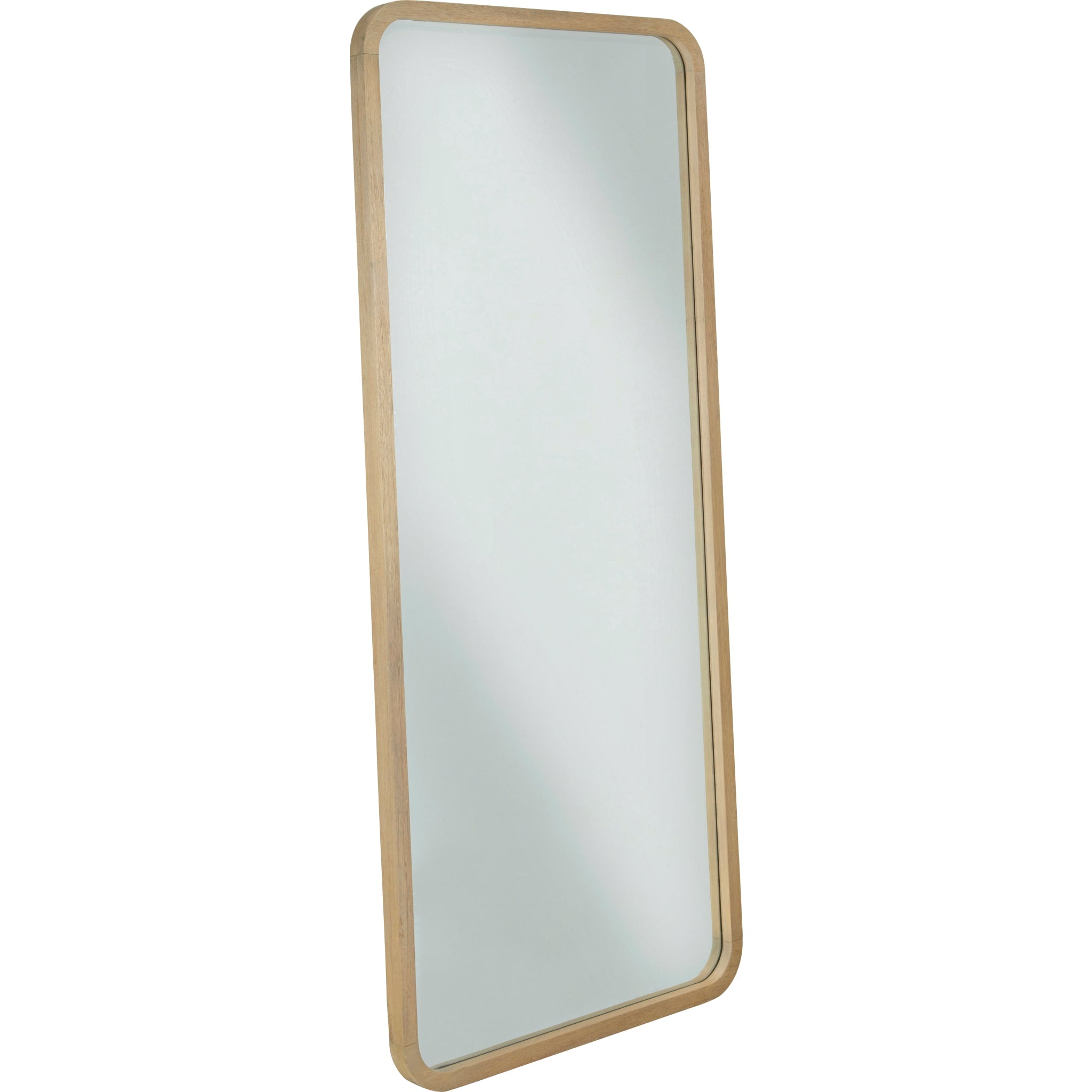 Penny Floor Mirror in buff cream, angled view