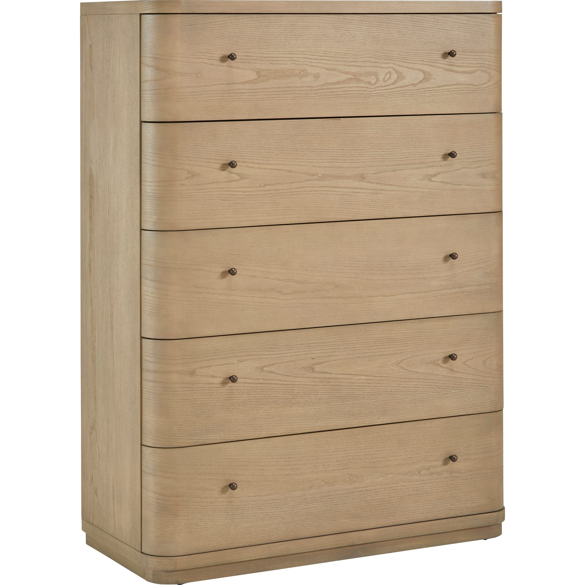 Penny 5-Drawer Chest in buff cream, angled view