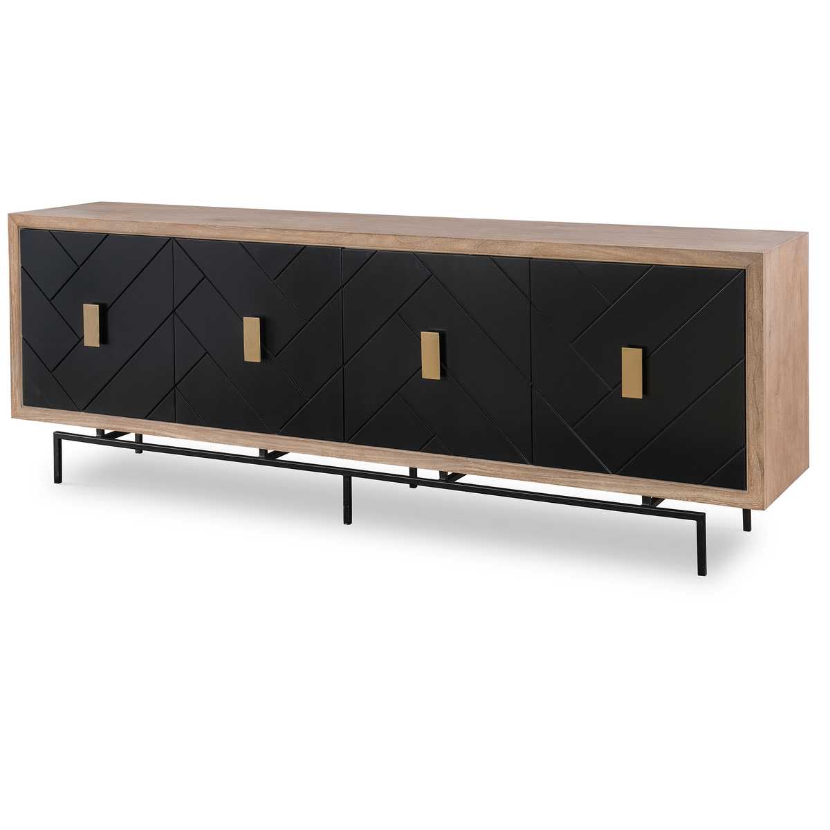 Interlace 4-Door Cabinet - Teak/Black