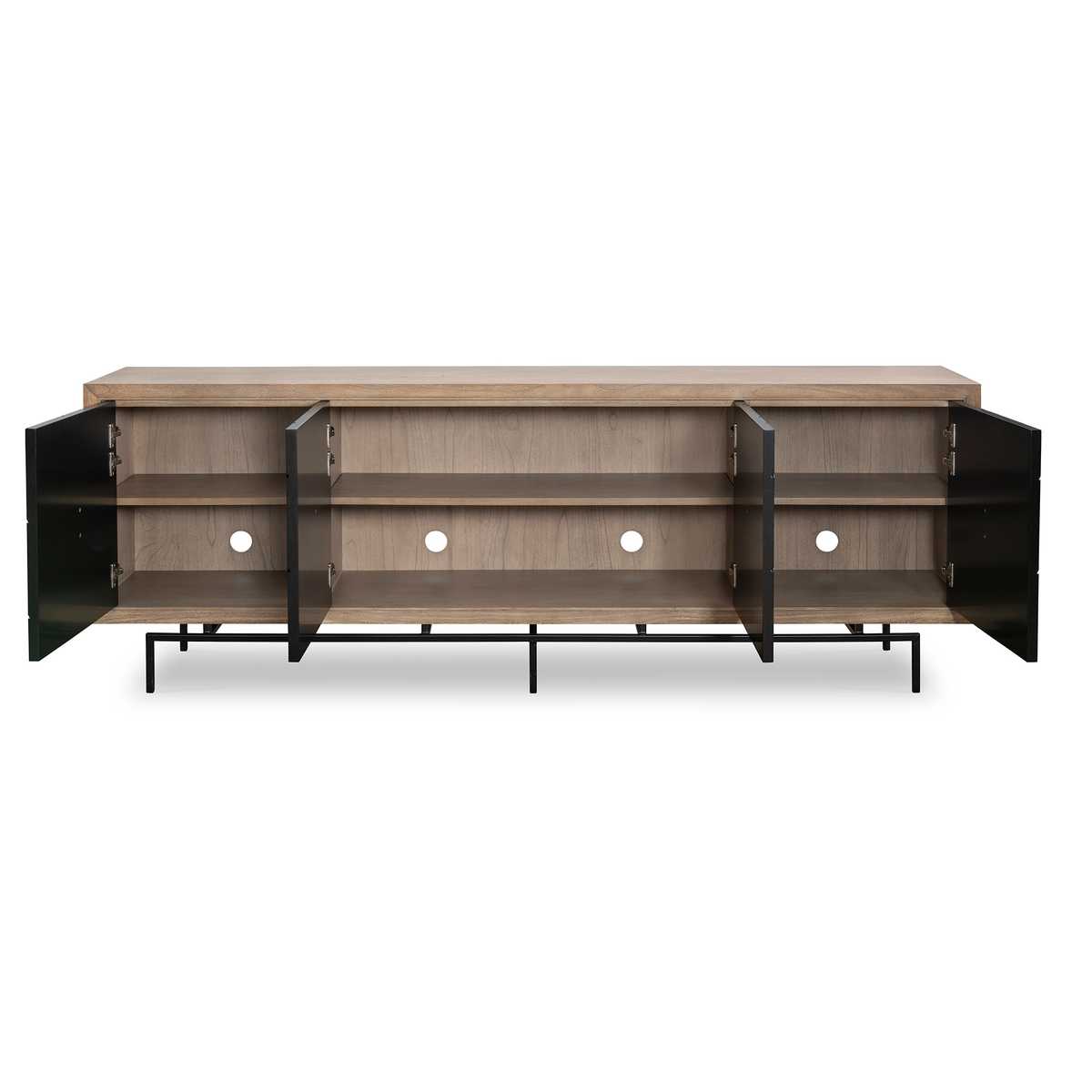 Interlace 4-Door Cabinet - Teak/Black