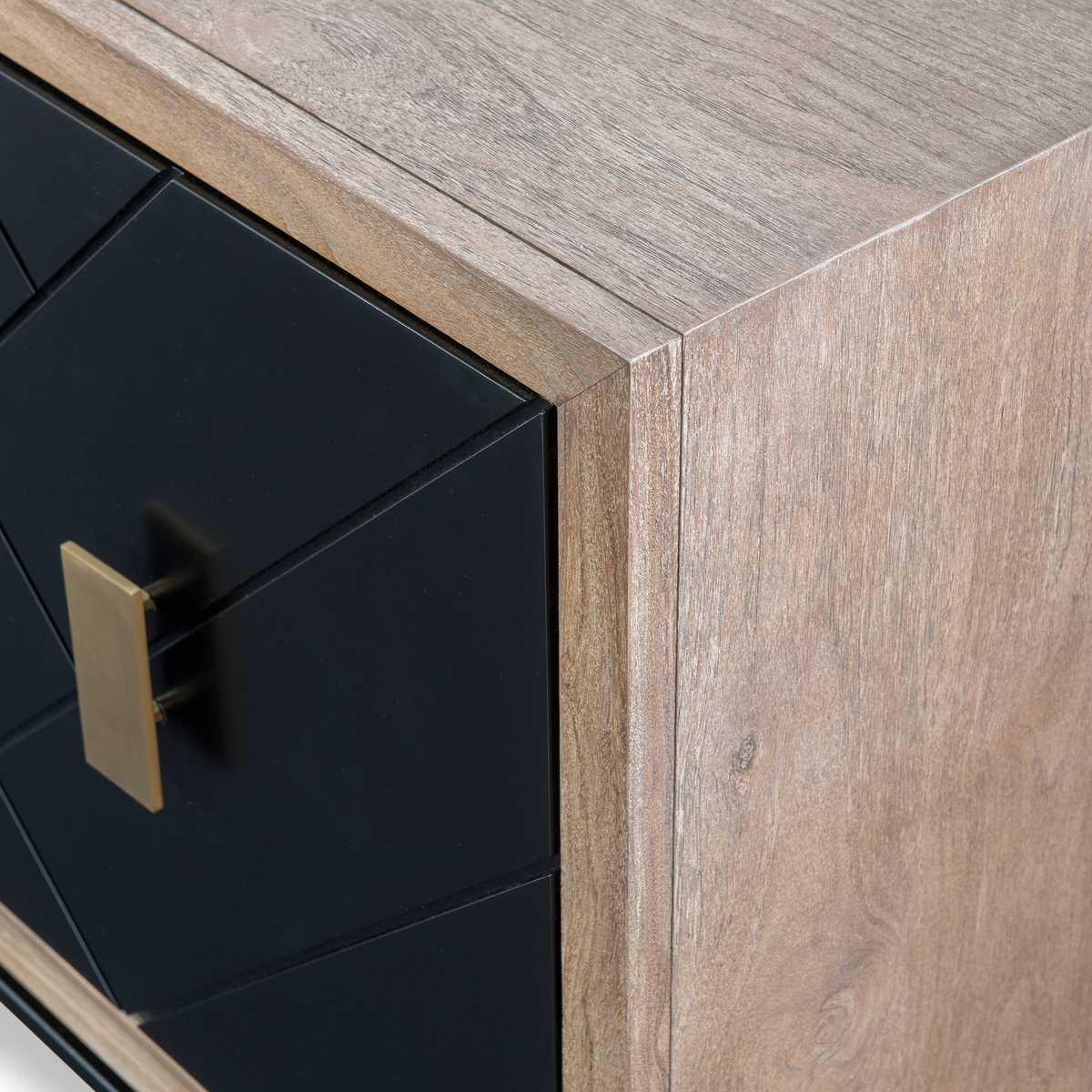 Interlace 4-Door Cabinet - Teak/Black
