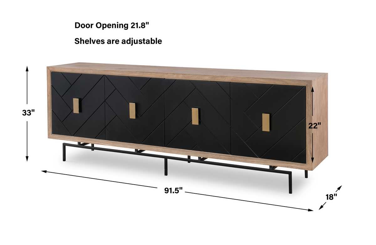 Interlace 4-Door Cabinet - Teak/Black