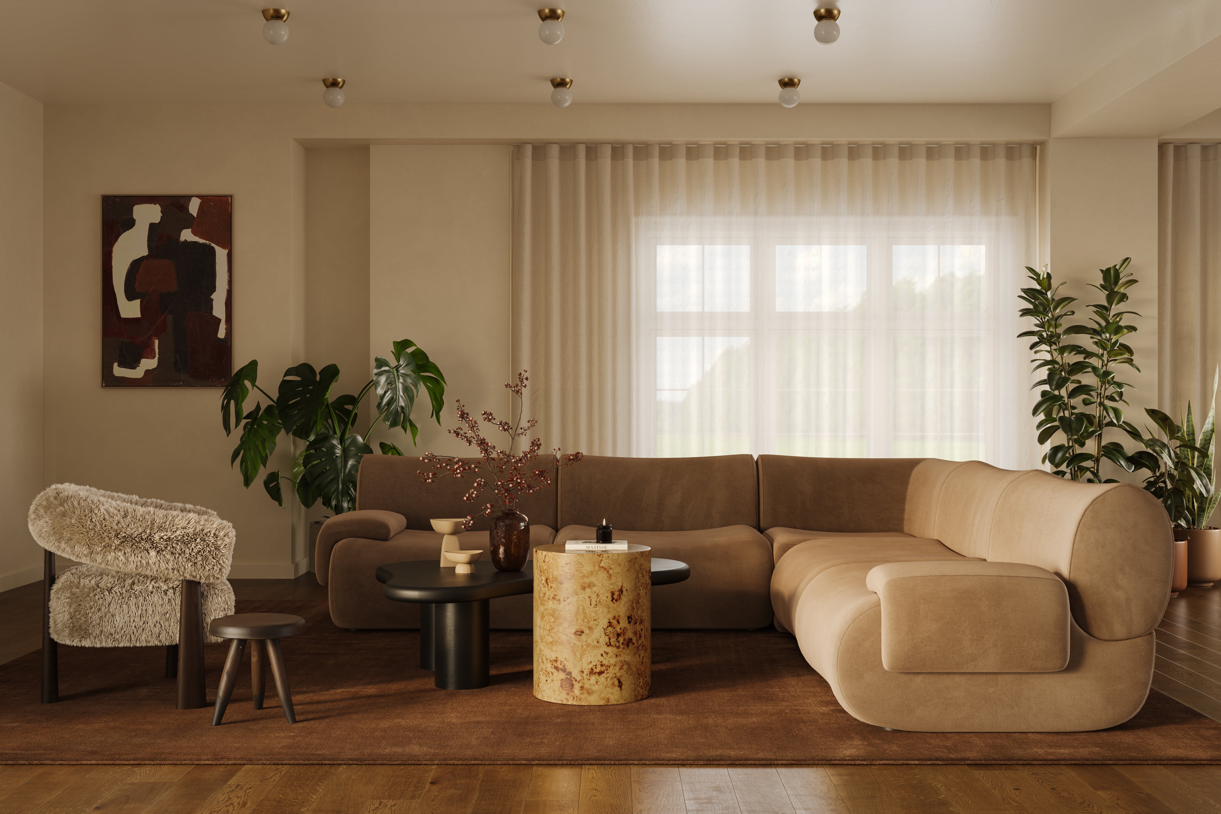 Zenith 5-Piece Modular L-Sectional - Latte Brown Performance Velvet