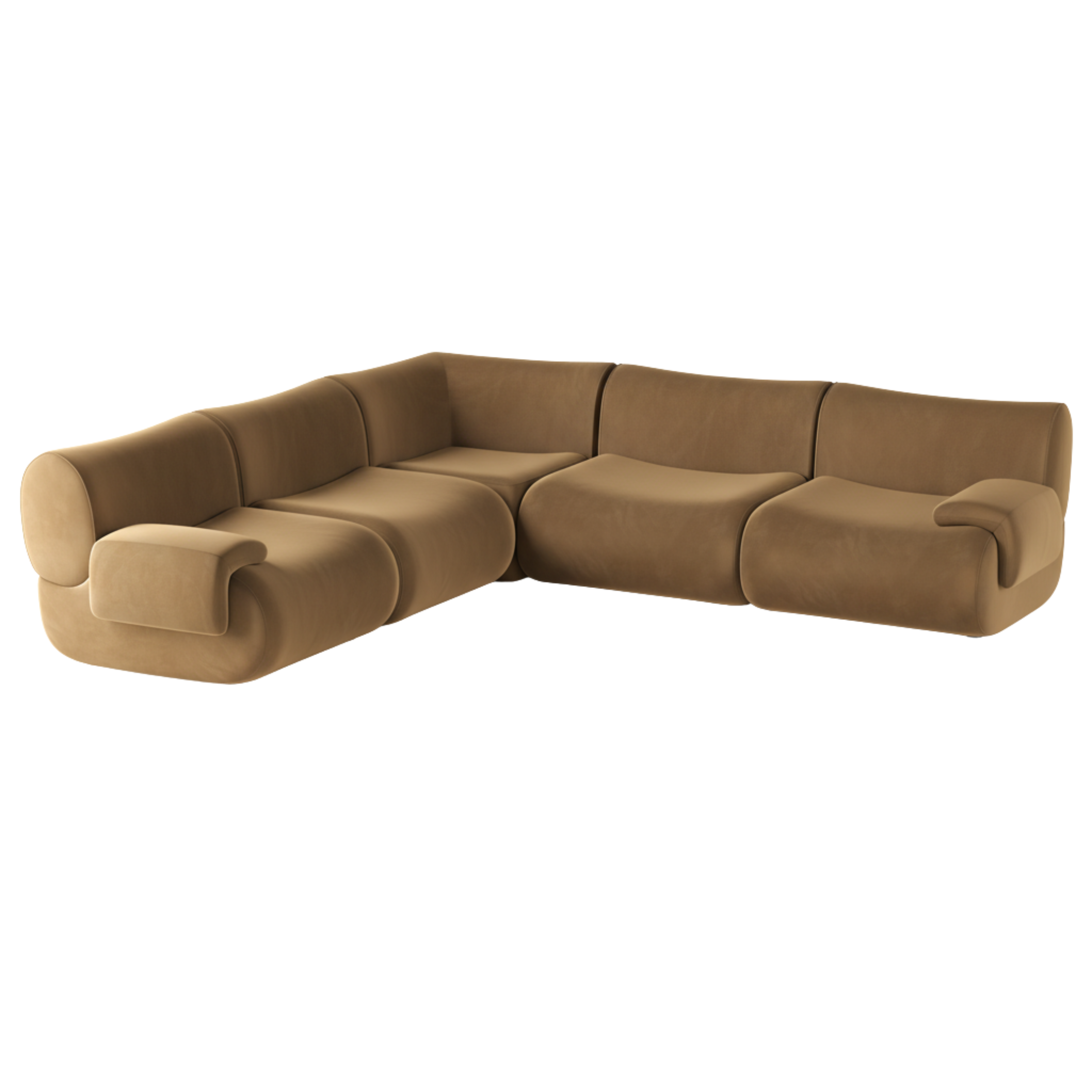 Zenith 5-Piece Modular L-Sectional - Latte Brown Performance Velvet