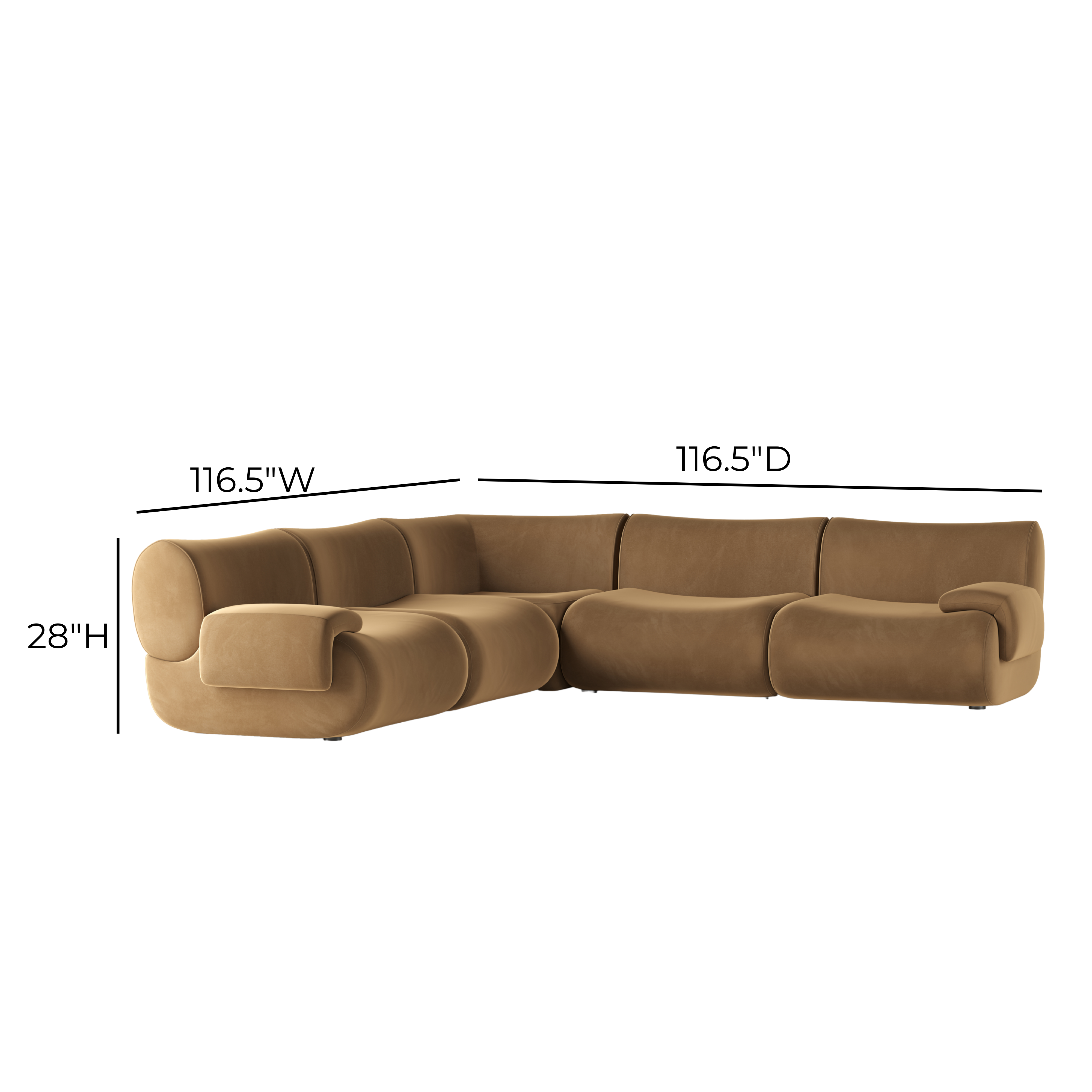 Zenith 5-Piece Modular L-Sectional - Latte Brown Performance Velvet