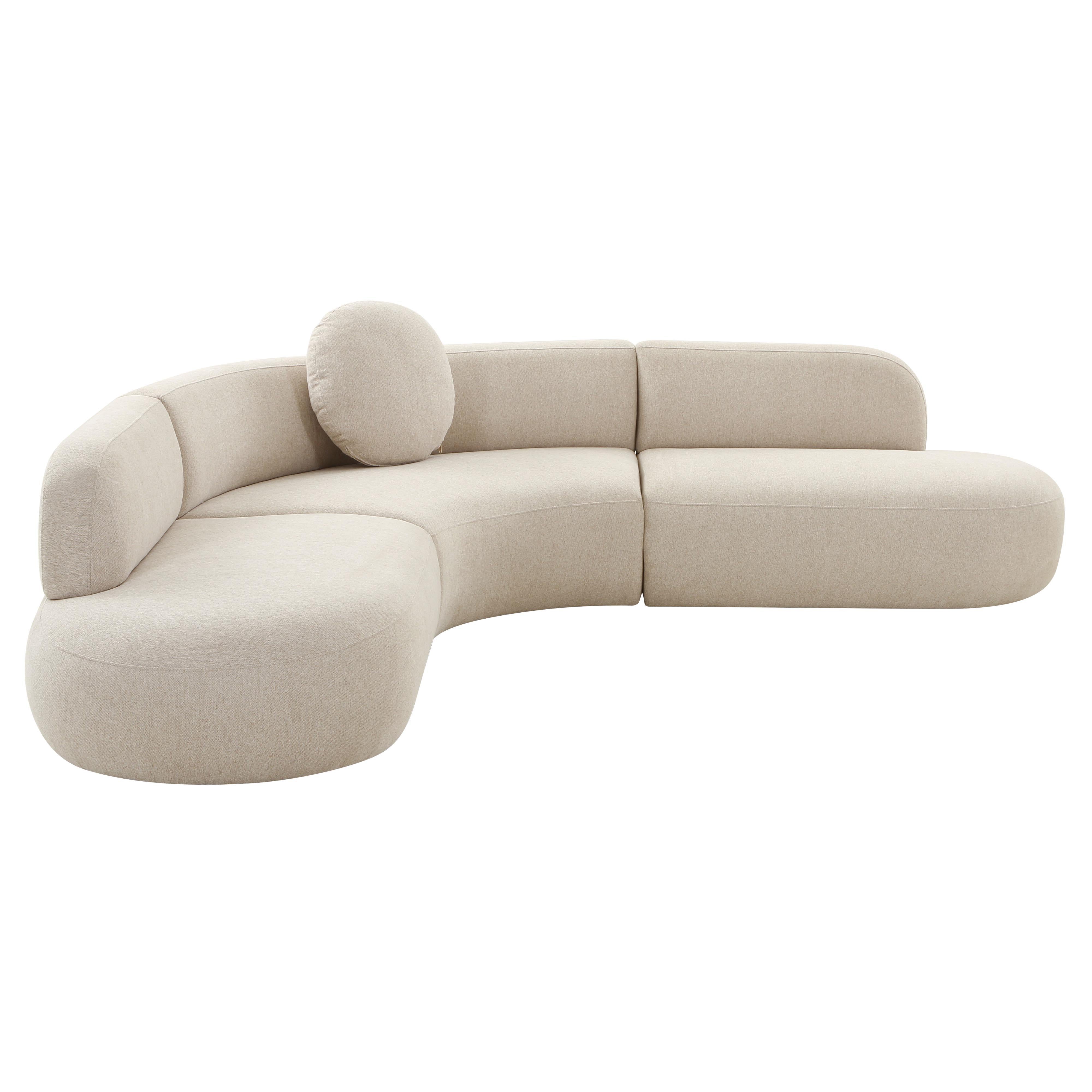 Broohah 3-Piece Curved Sectional in beige - front view