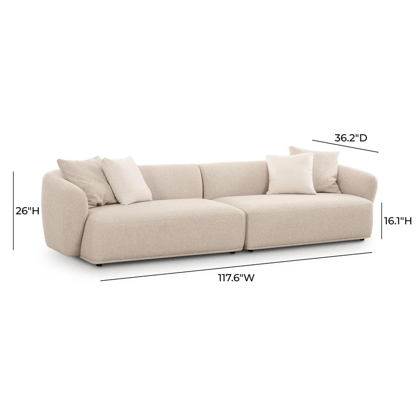 Sylvie 118" Sofa - Cream Performance Boucle