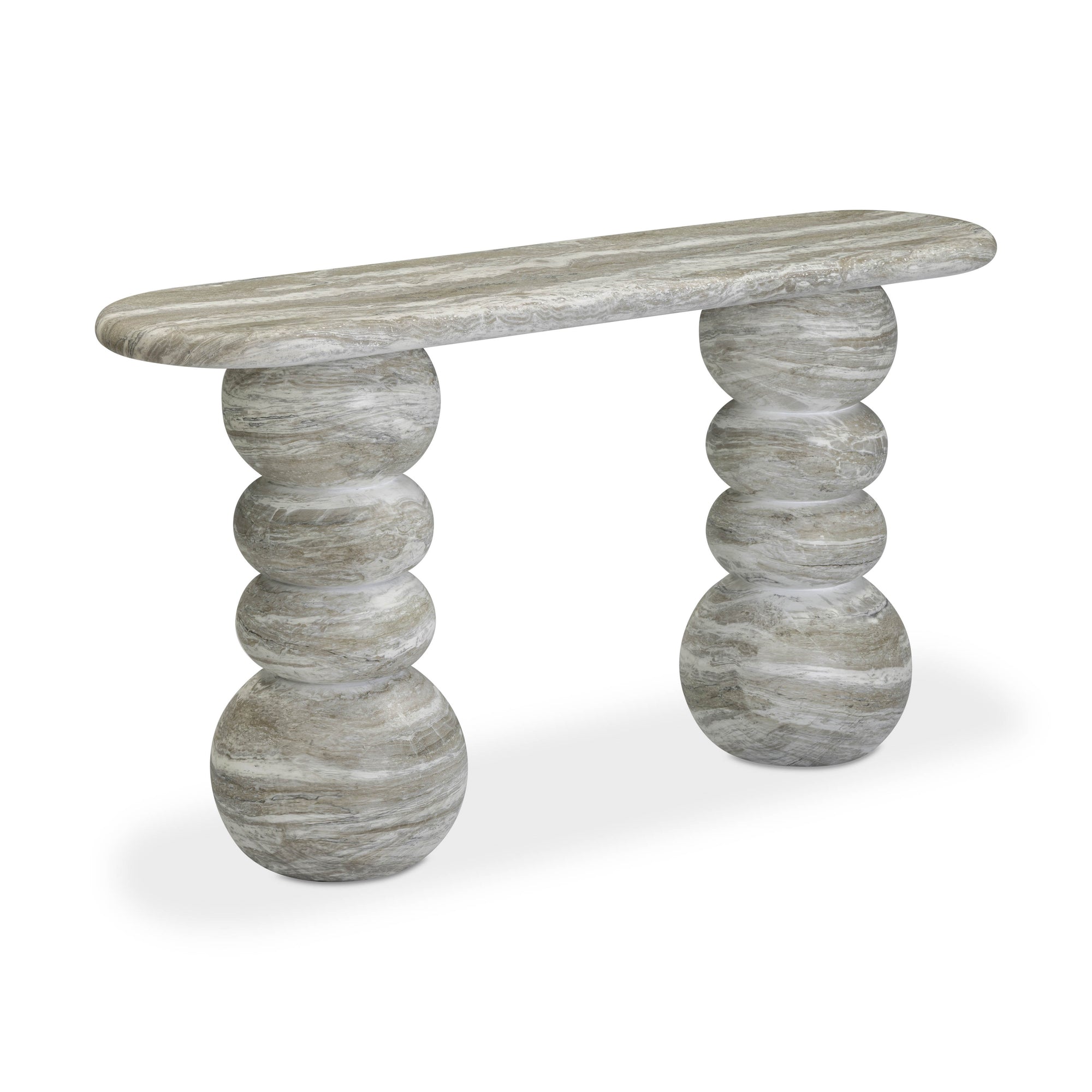 Hyre 59 inch indoor outdoor console table in concrete faux stone - side view