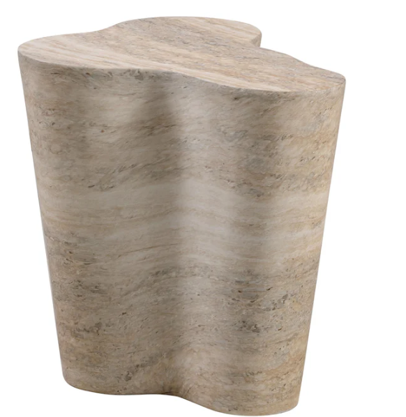 Slab Short Side Table - Faux Travetine