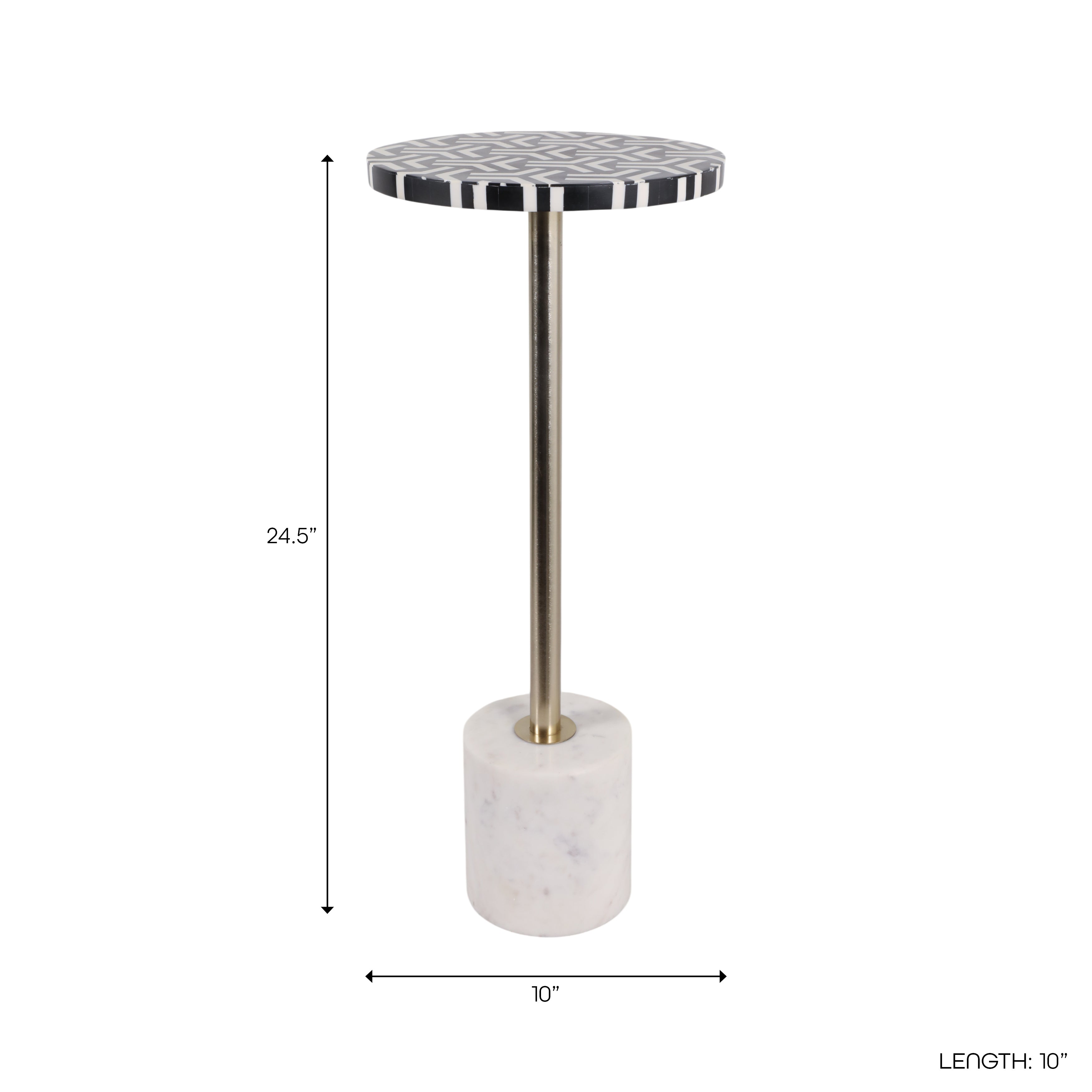 24in Vixley Cocktail Drink Table - Black & White
