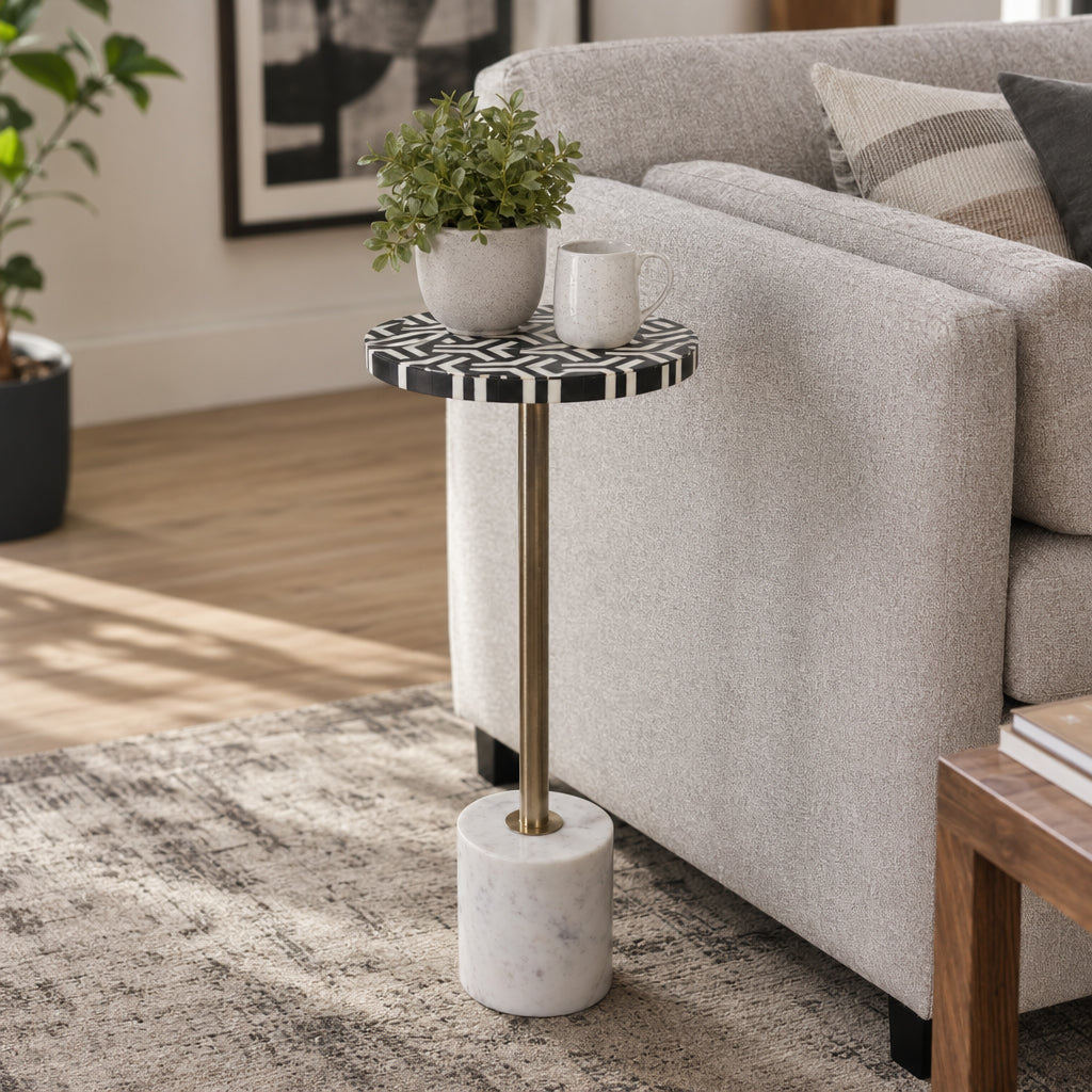 24in Vixley Cocktail Drink Table - Black & White
