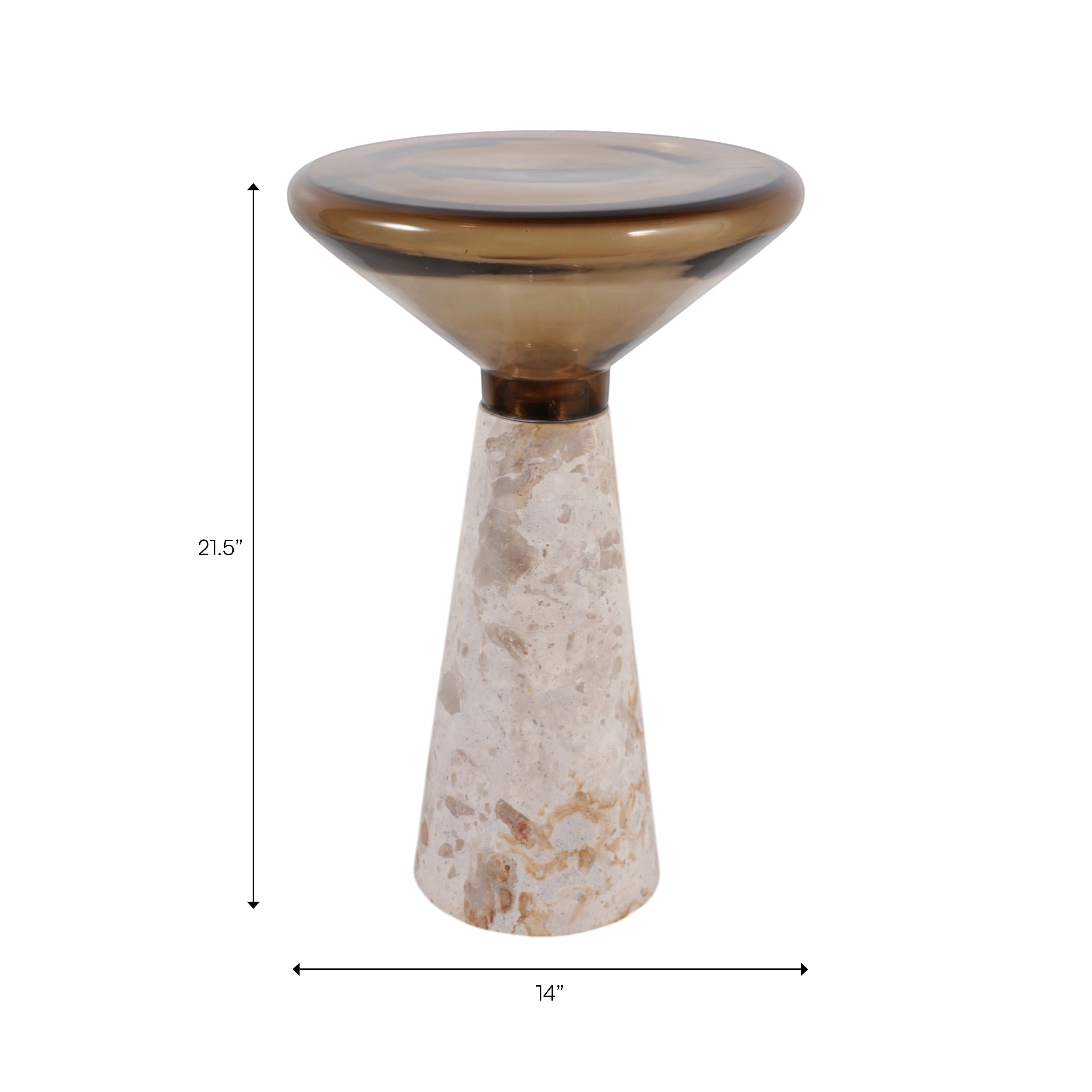 14in Tiro Accent Table - Chocolate Marble & Glass
