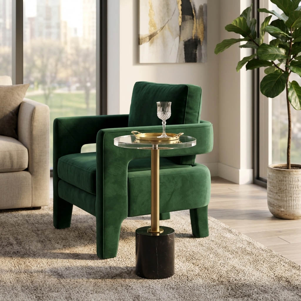 21in Elisia Accent Table - Acrylic & Marble