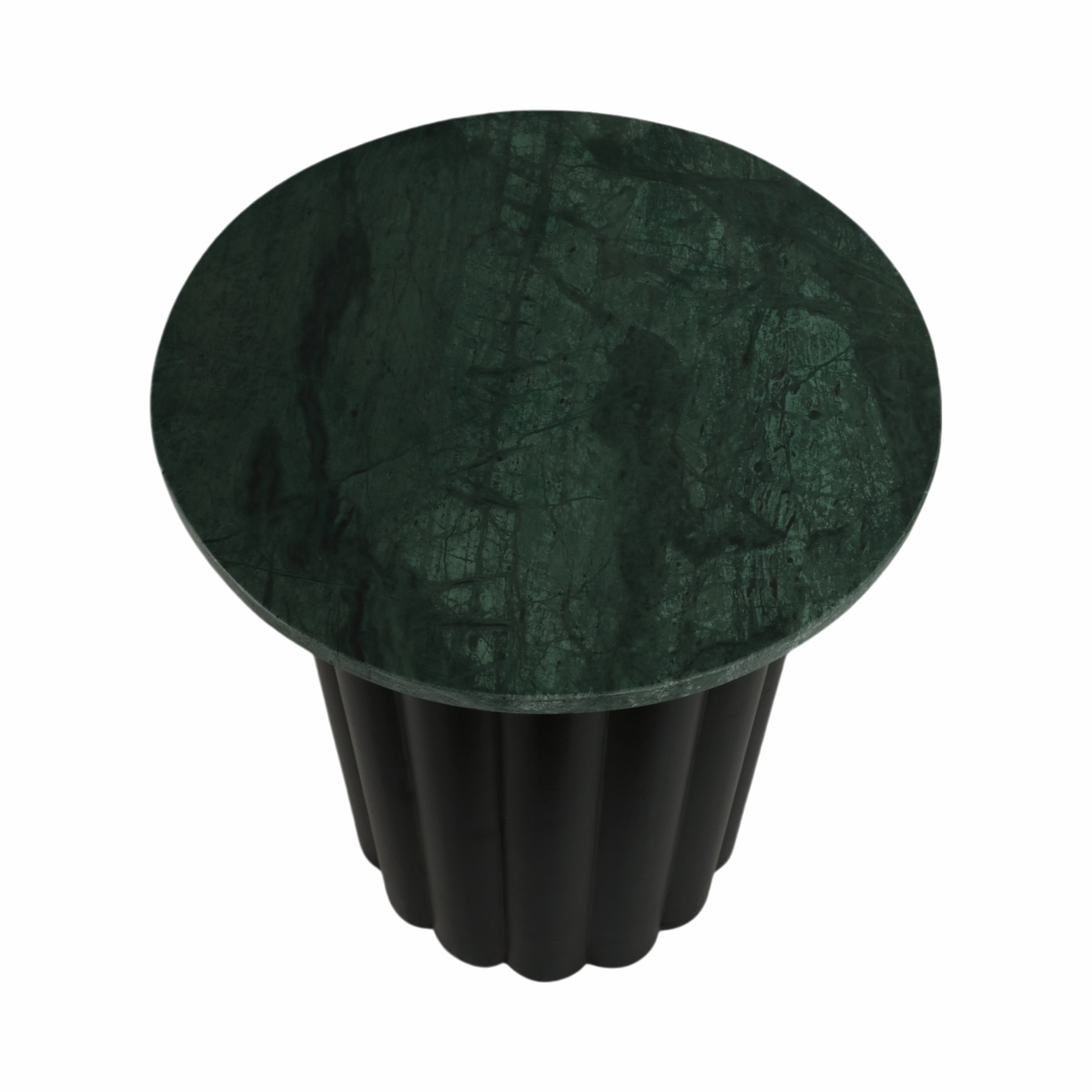 20in Ribbed Accent Table - Green Marble & Black