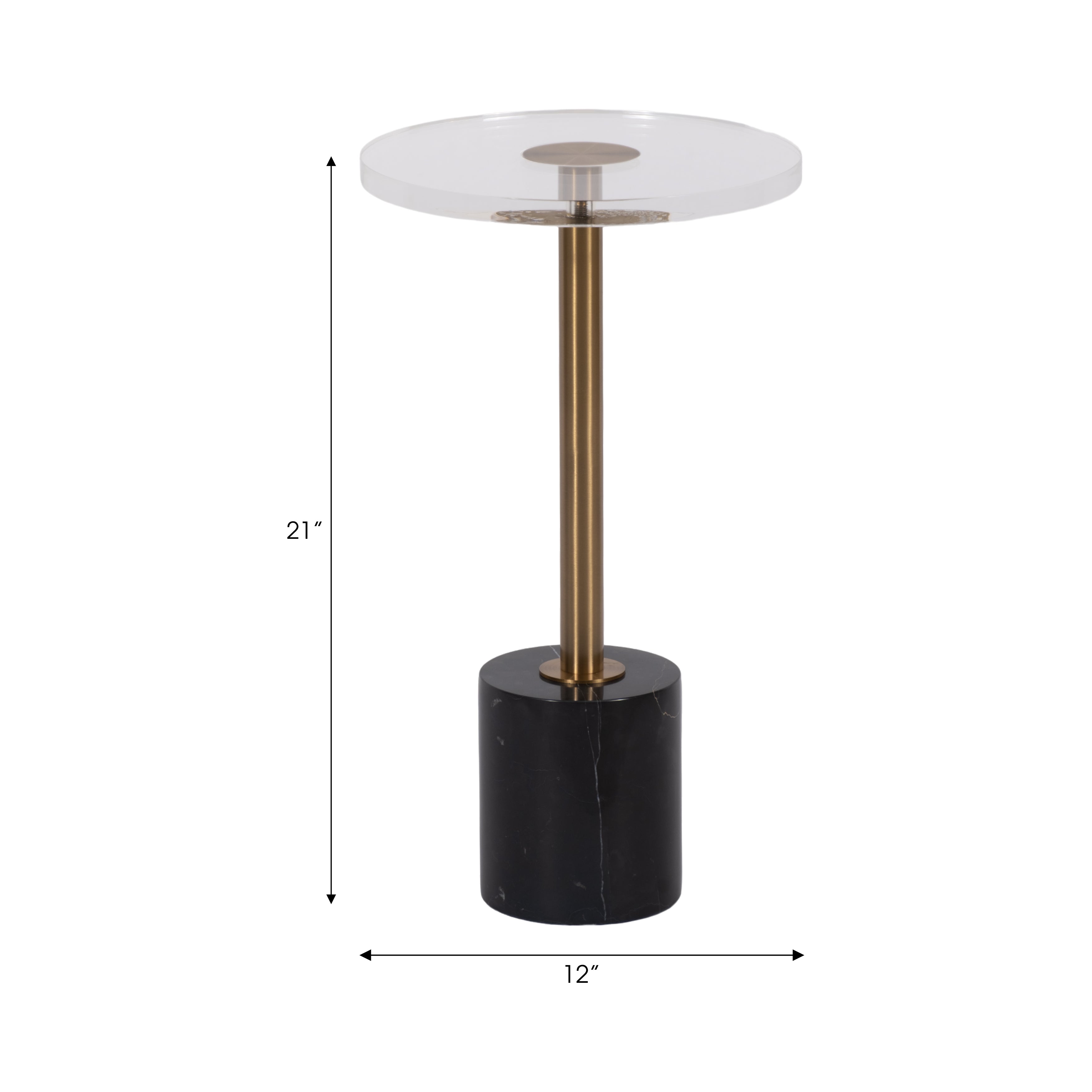 21in Elisia Accent Table - Acrylic & Marble