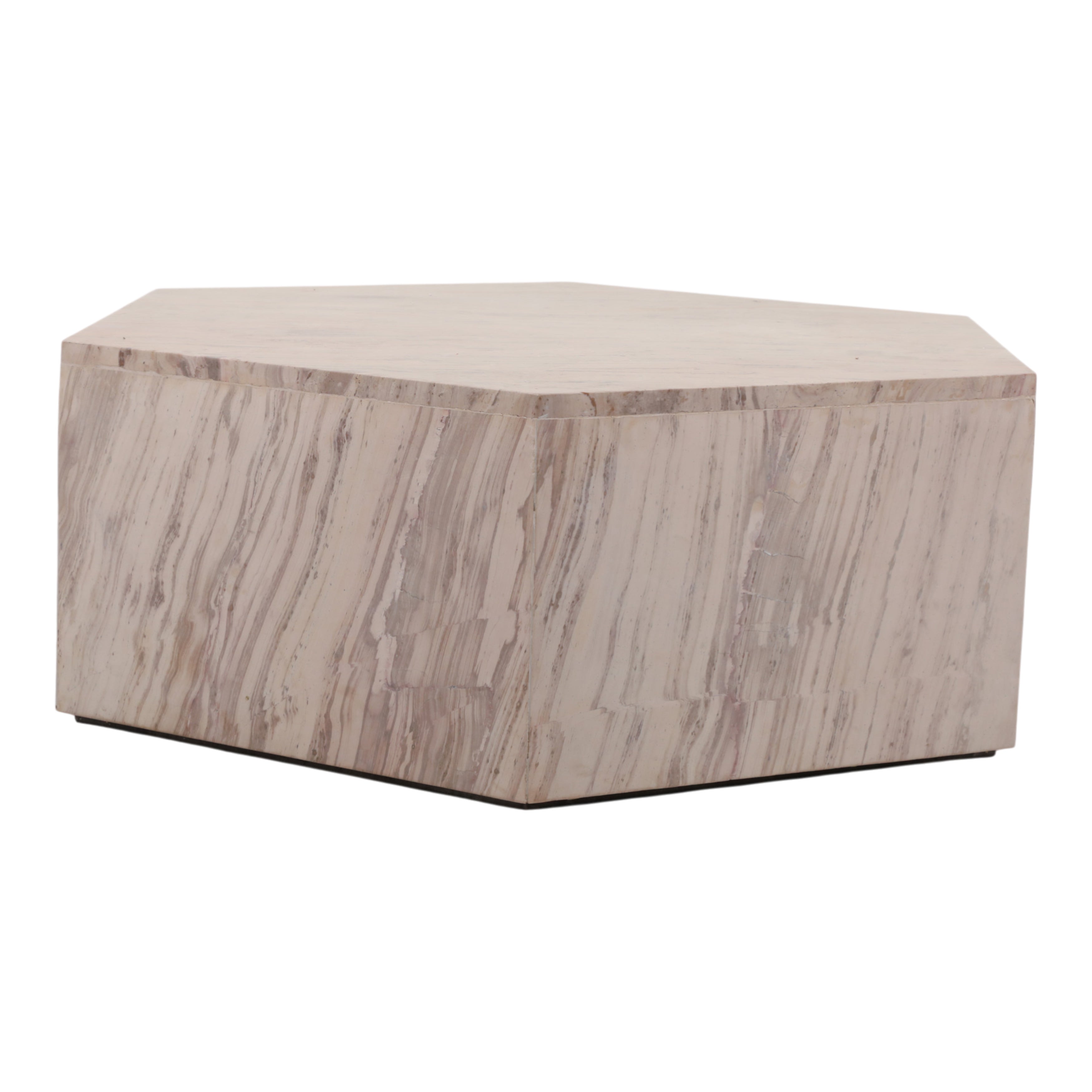 35in Hexagon Coffee Table - Beige Marble