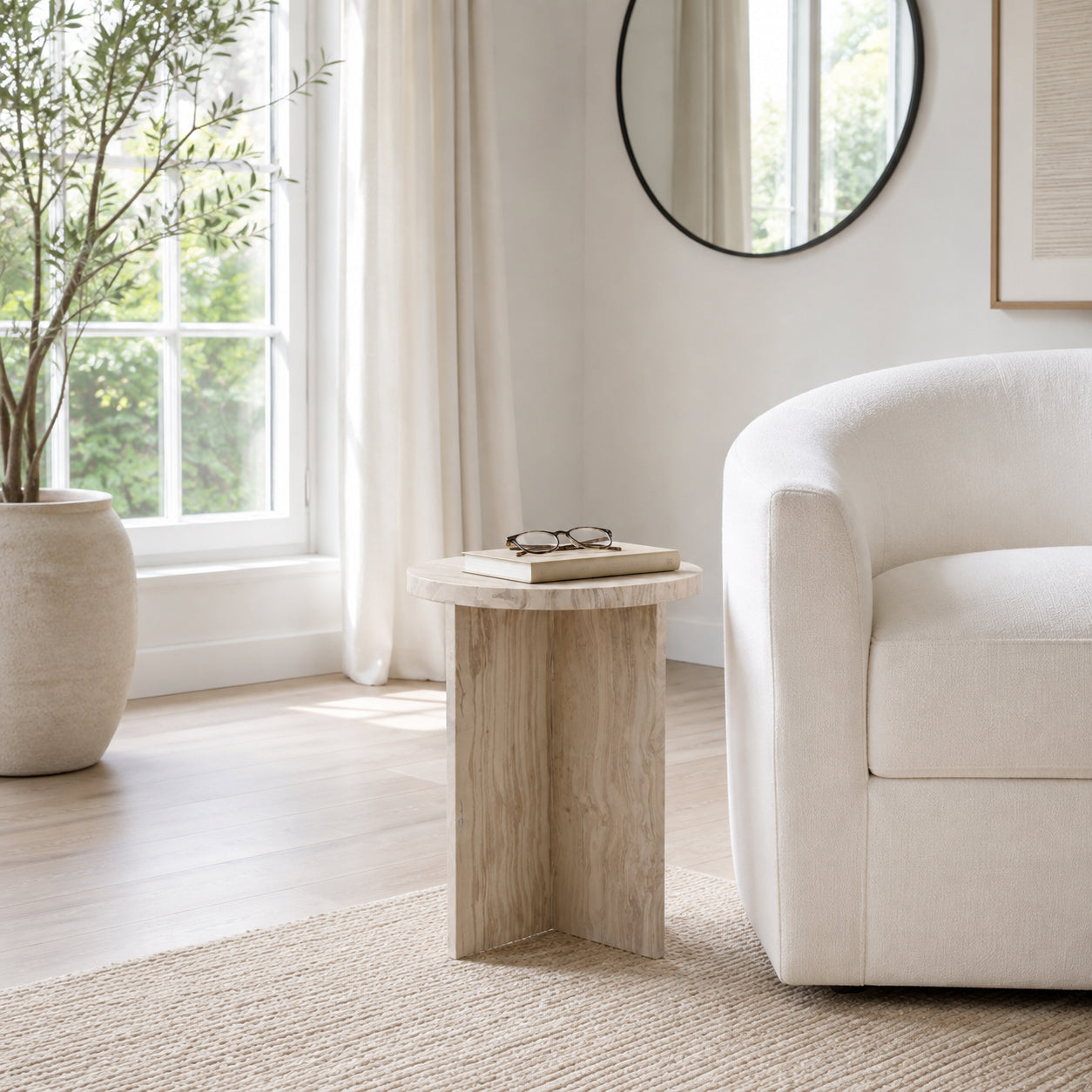 15in Temont Accent Table - Ivory Marble