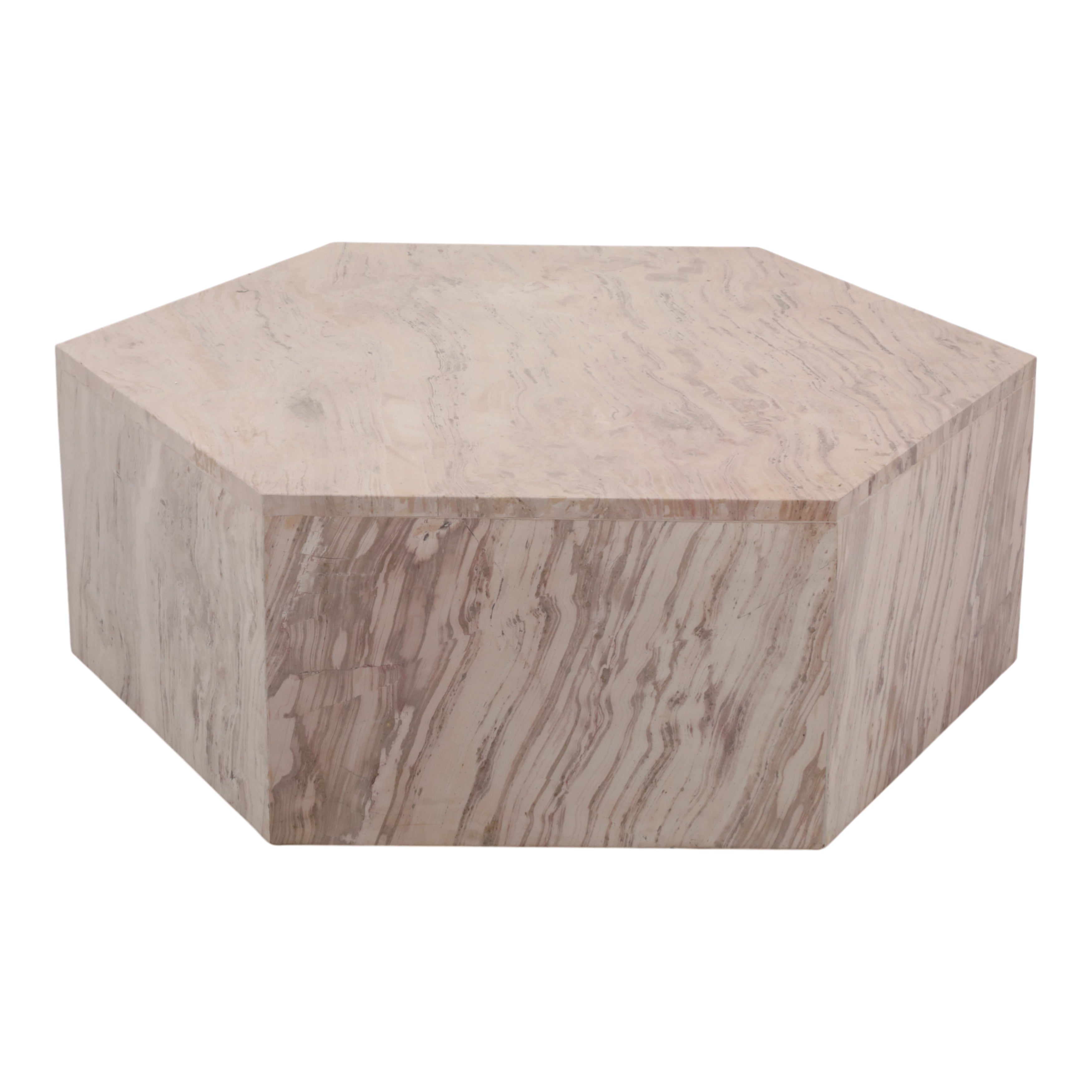 35in Hexagon Coffee Table - Beige Marble