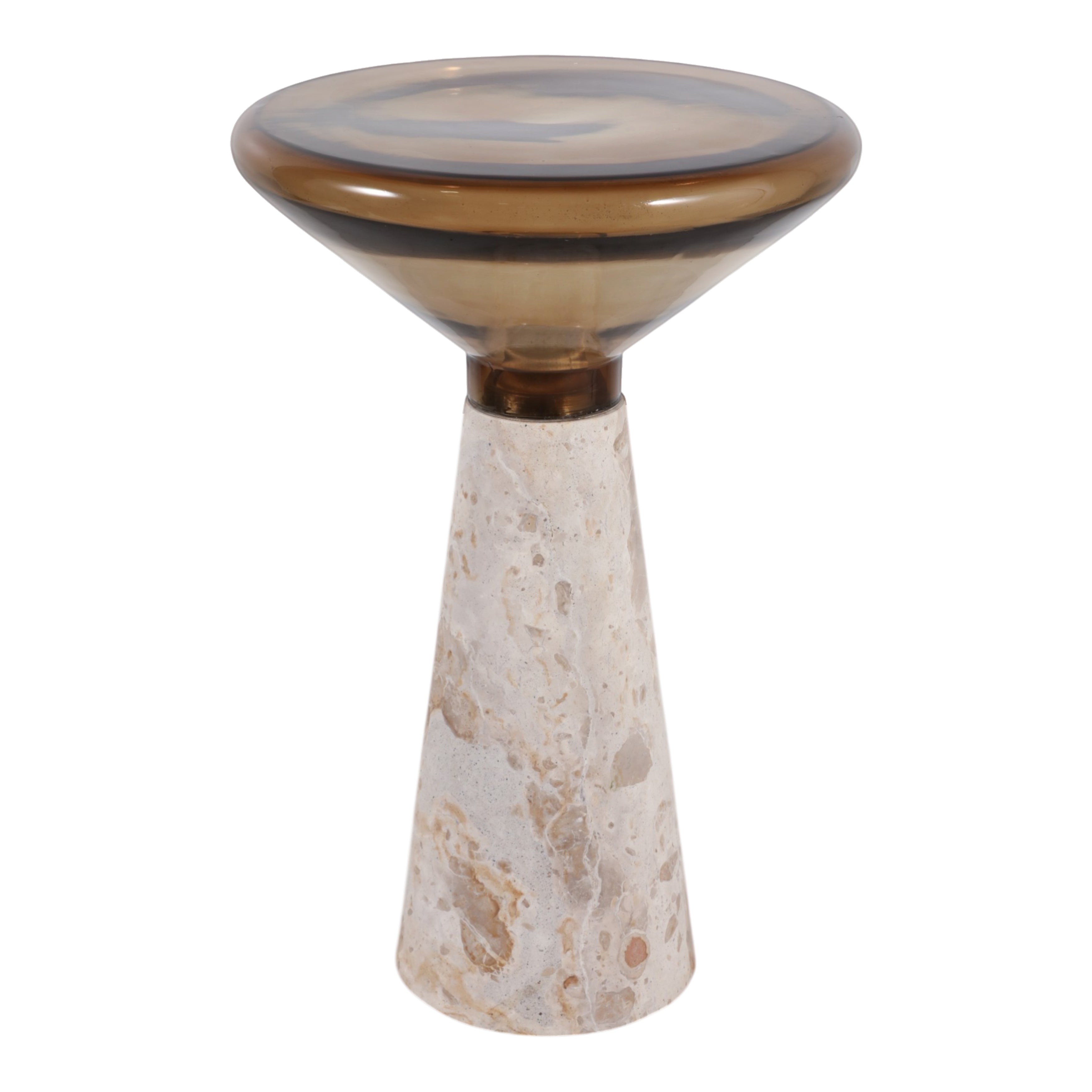14in Tiro Accent Table - Chocolate Marble & Glass