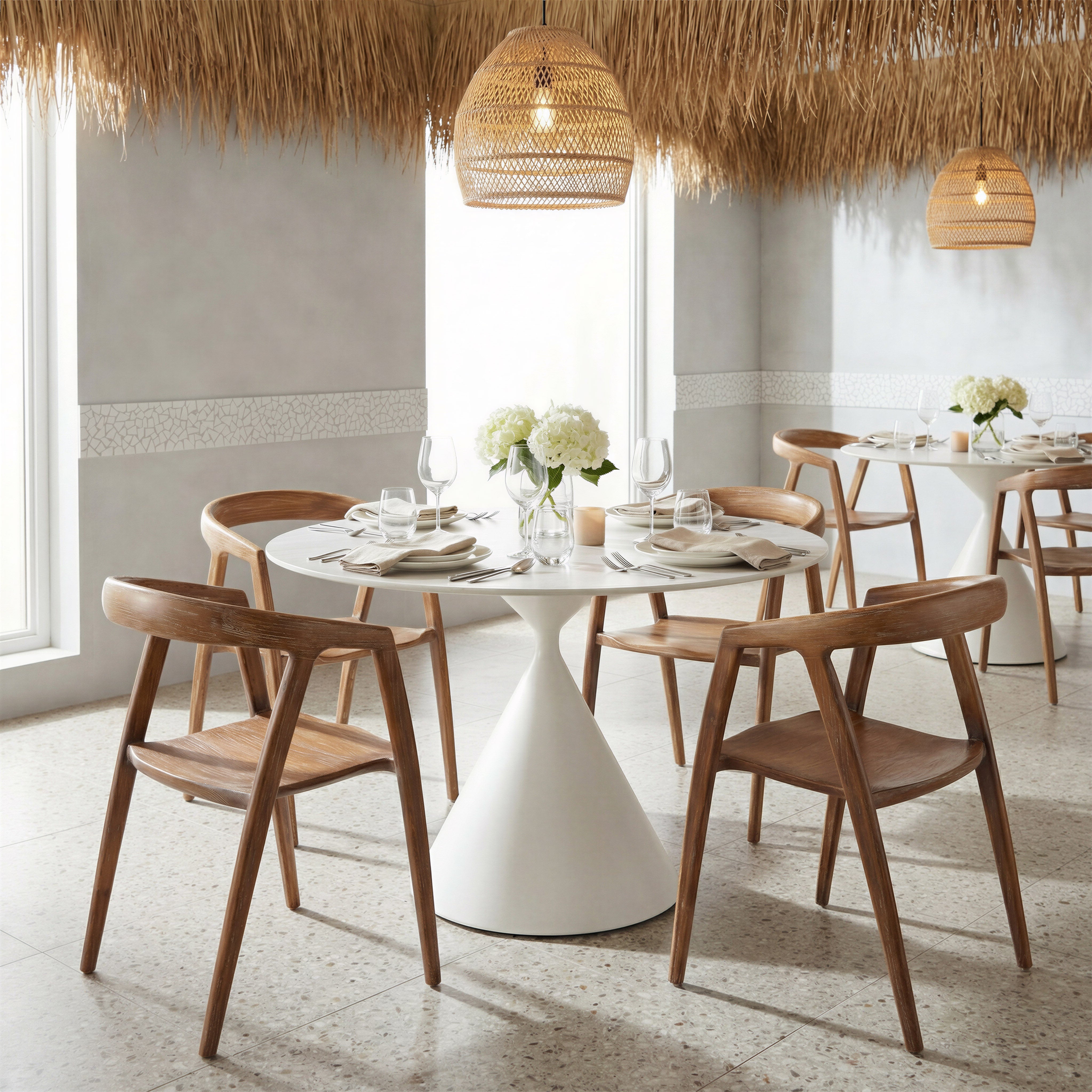Plinn Round Dining Table 43" - Light Beige