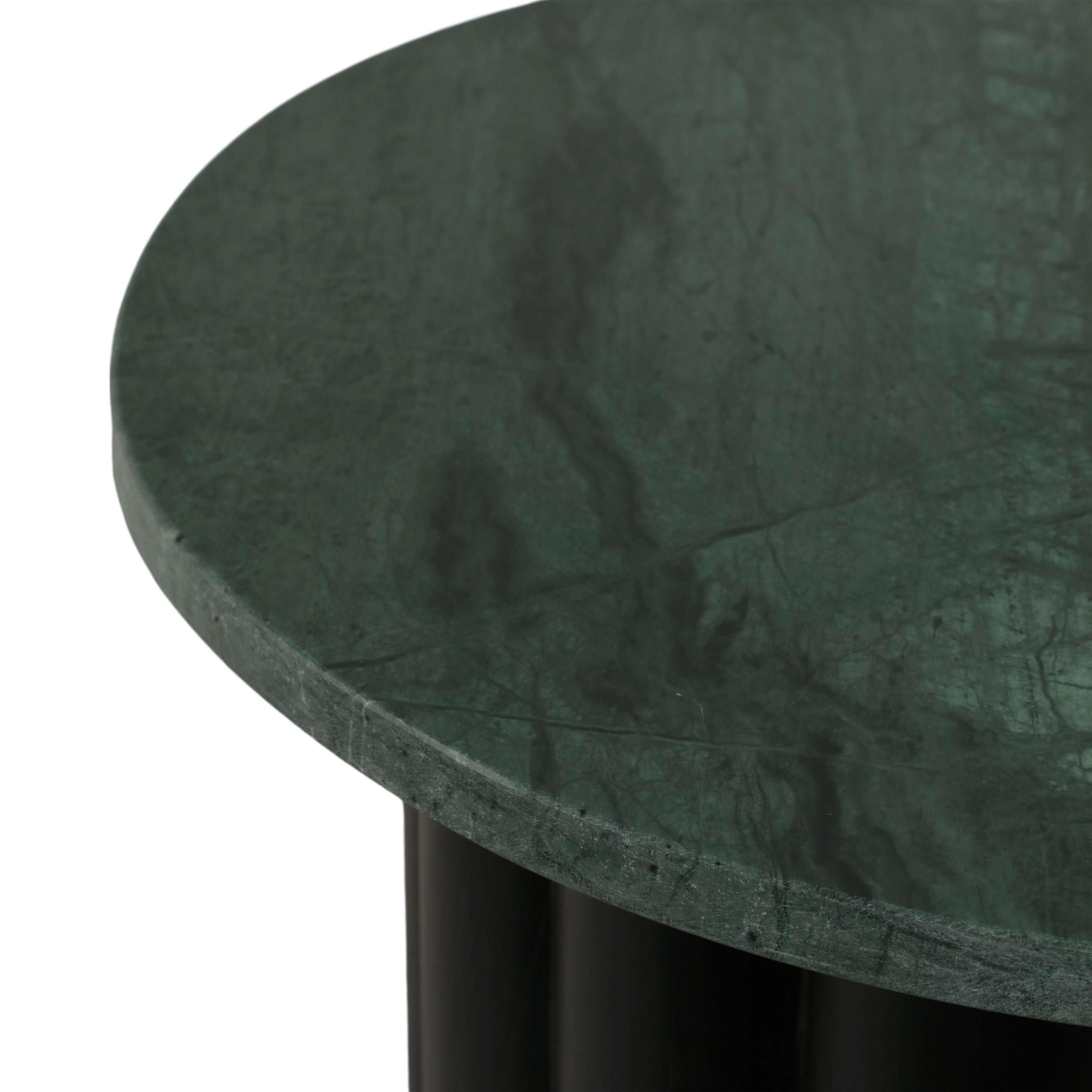 20in Ribbed Accent Table - Green Marble & Black