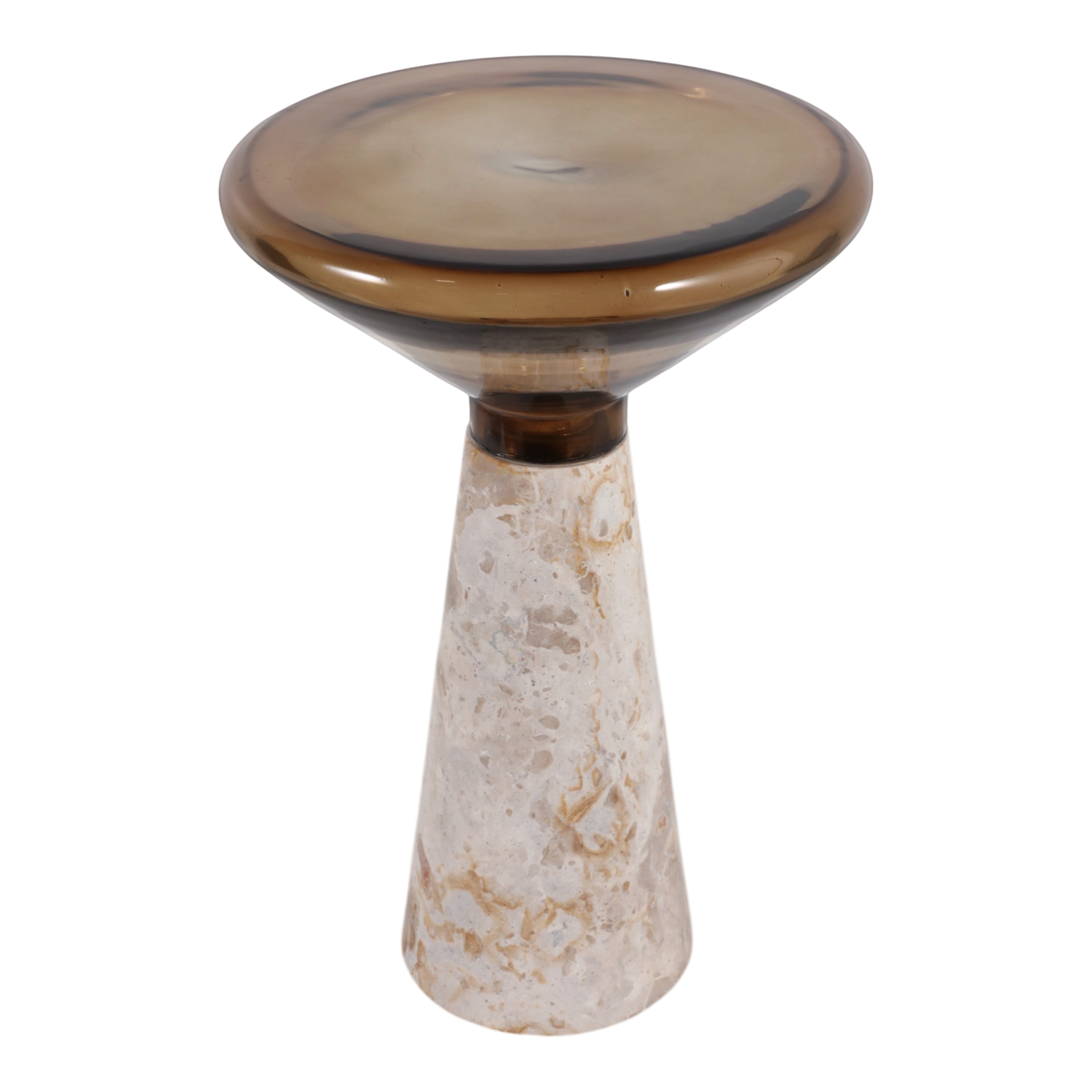 14in Tiro Accent Table - Chocolate Marble & Glass