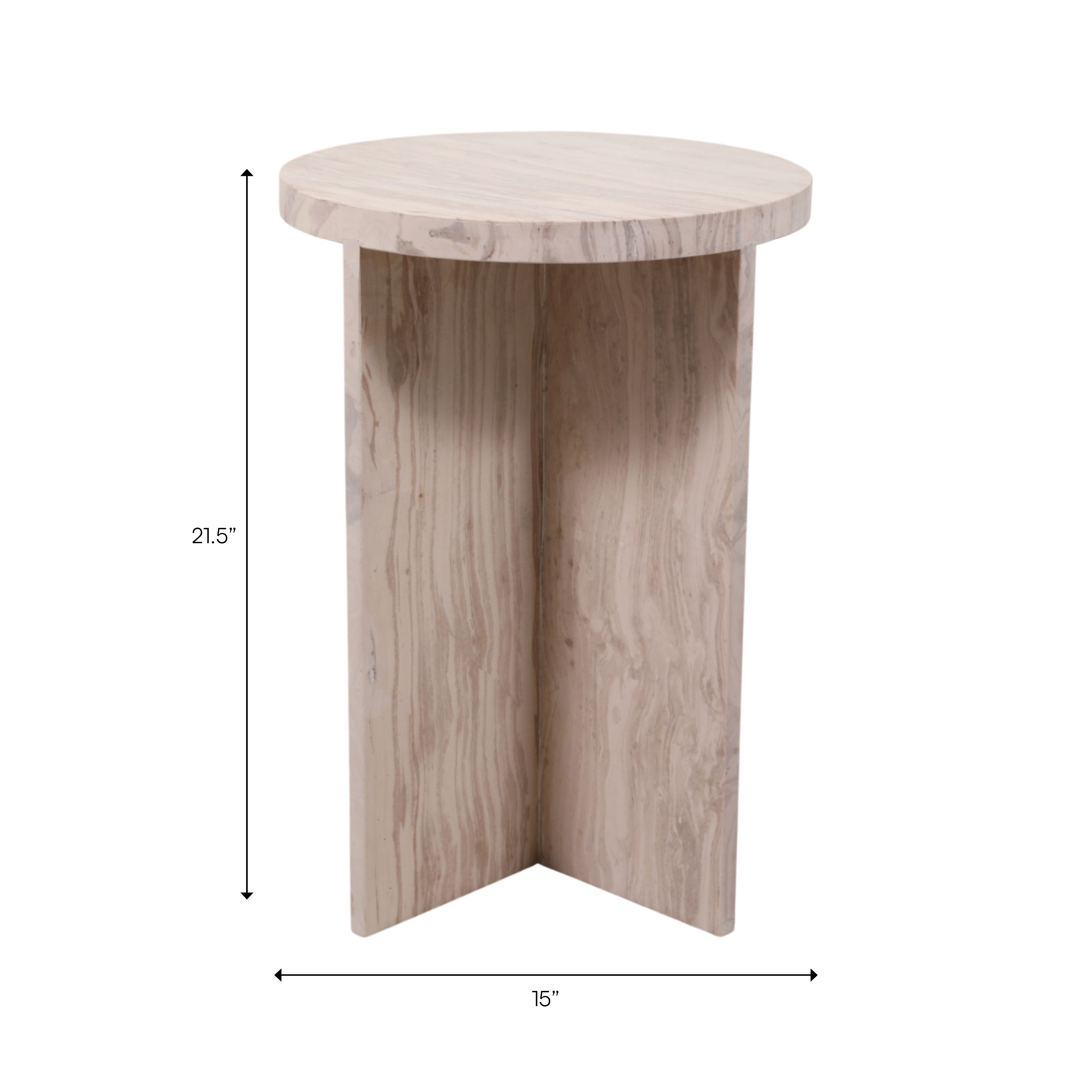 15in Temont Accent Table - Ivory Marble