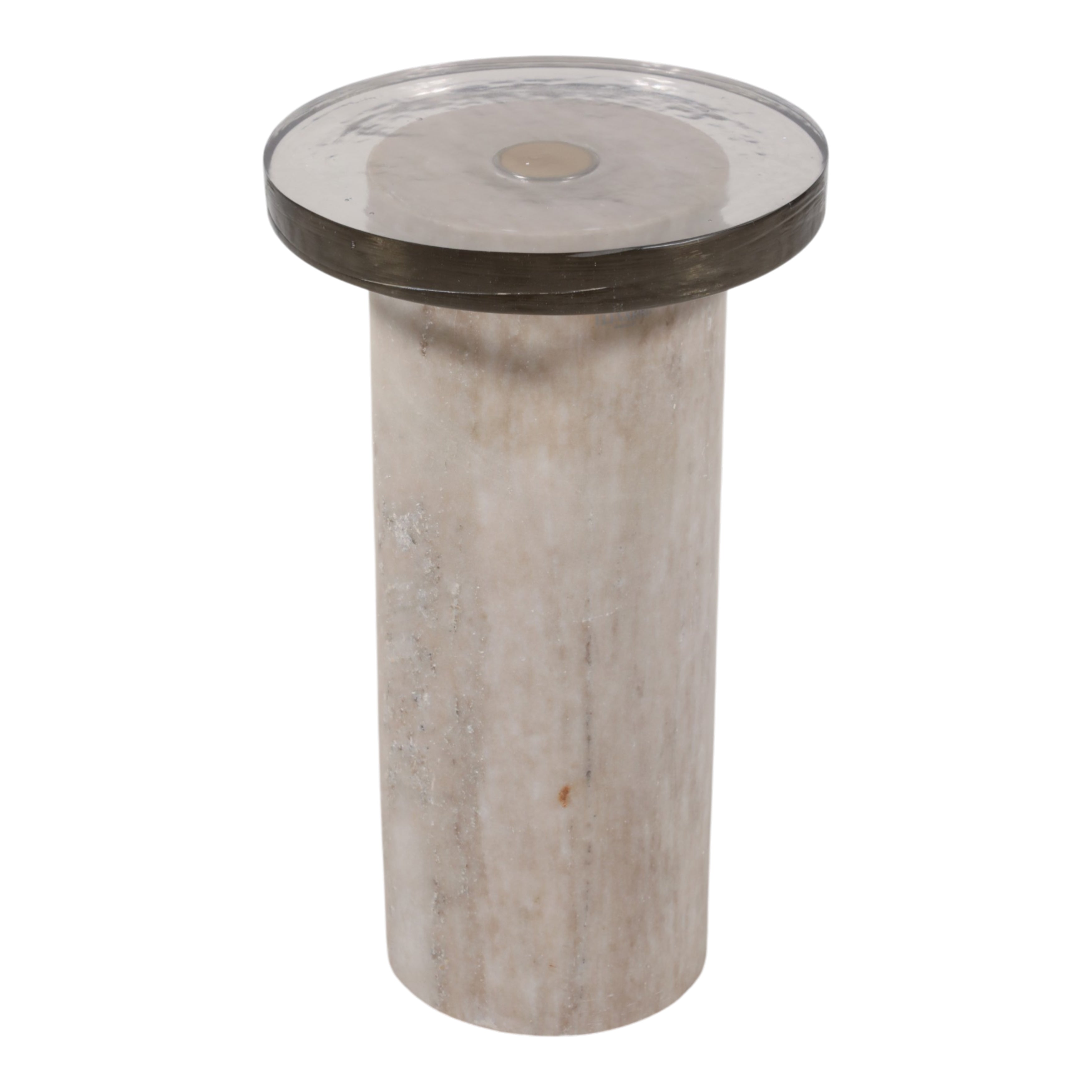 12in Tontogany Accent Table - Marble & Glass